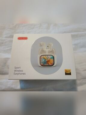 Smart touch screen wireless earphones, White, 2" display